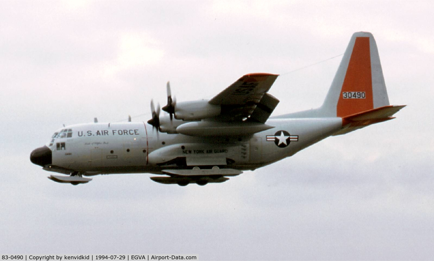 83-0490, 1983 Lockheed LC-130H Hercules C/N 382-5007, US Air Force arriving at RIAT. New York ANG.