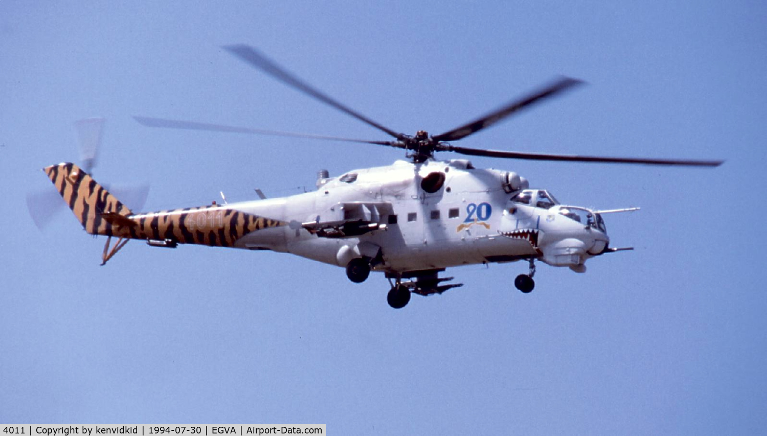 4011, Mil Mi-24V Hind E C/N 344011, Czech Republic Air Force demonstrating at RIAT.