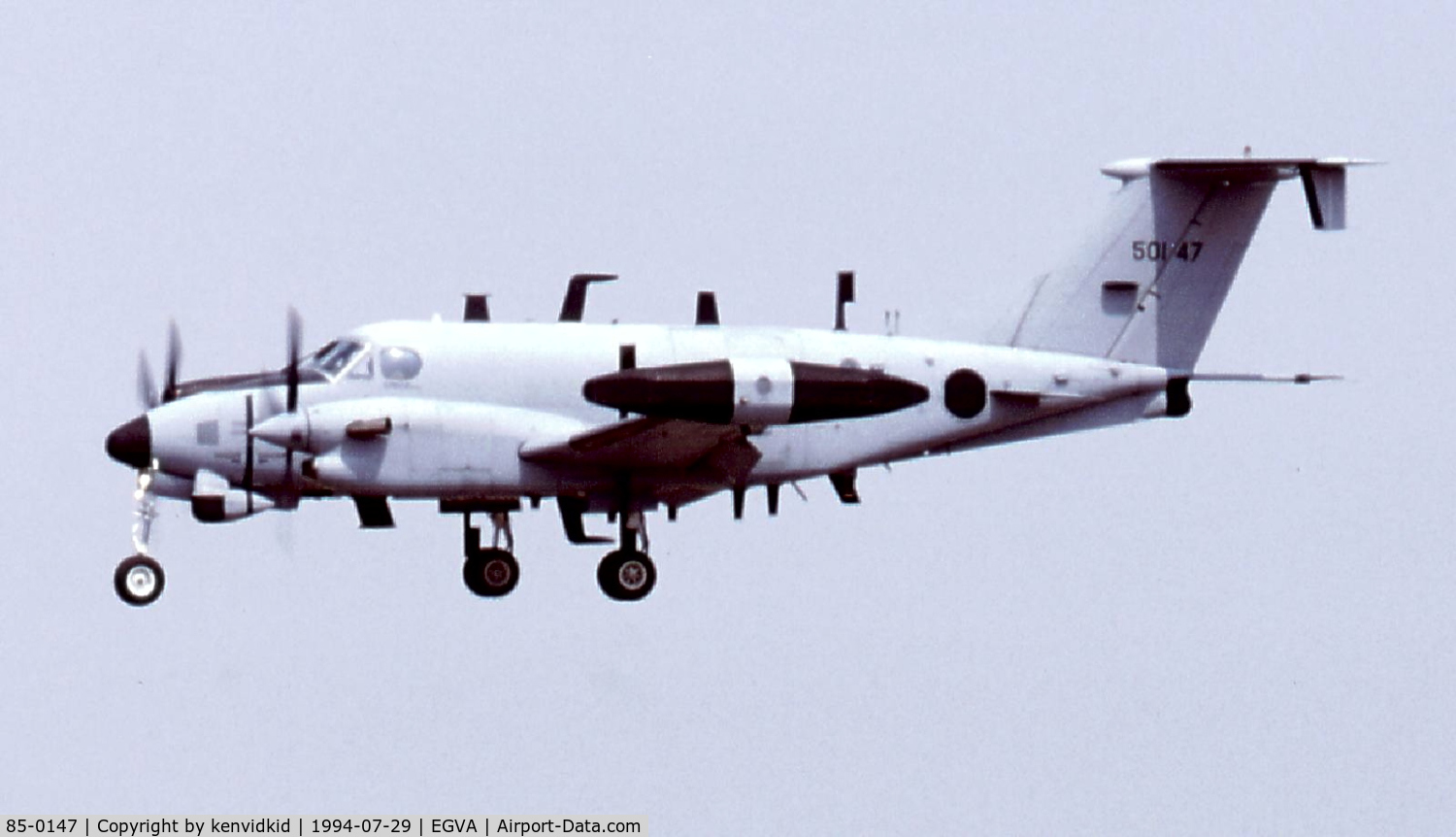 85-0147, 1984 Beech RC-12K Huron C/N FE-001, US ARMY arriving at RIAT.