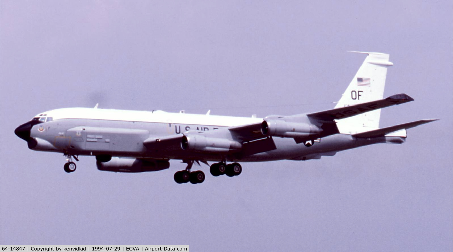 64-14847, 1964 Boeing RC-135U Combat Sent C/N 18747, US Air Force arriving at RIAT.