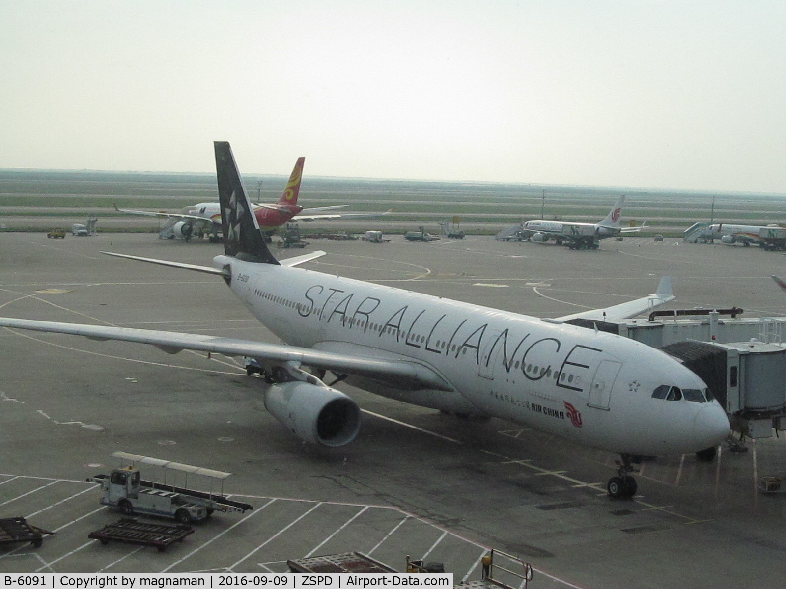 B-6091, 2007 Airbus A330-247 C/N 867, on stand at PVG