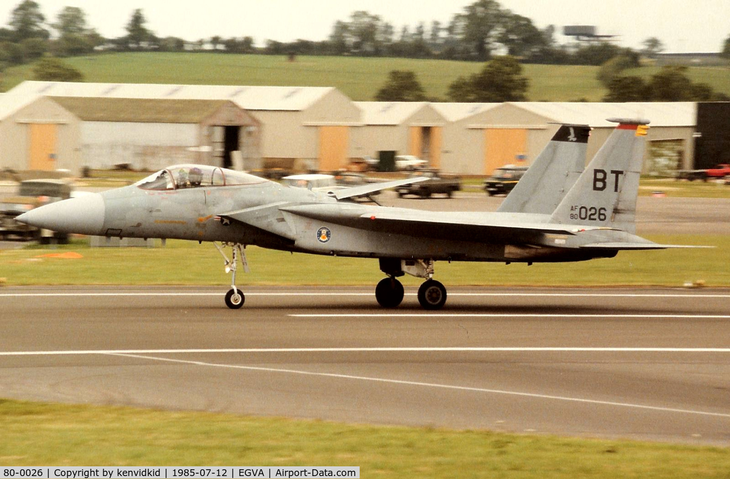 80-0026, McDonnell Douglas F-15C Eagle C/N 0672/C175, US Air Force arriving at IAT.