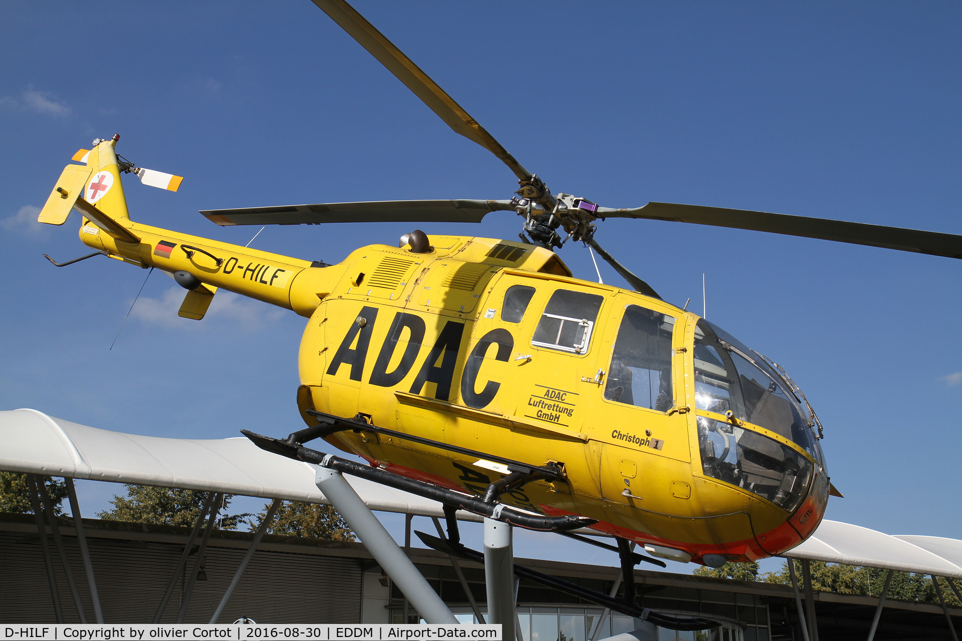 D-HILF, MBB Bo-105S C/N S-868, nice park for visitors at the munich airport