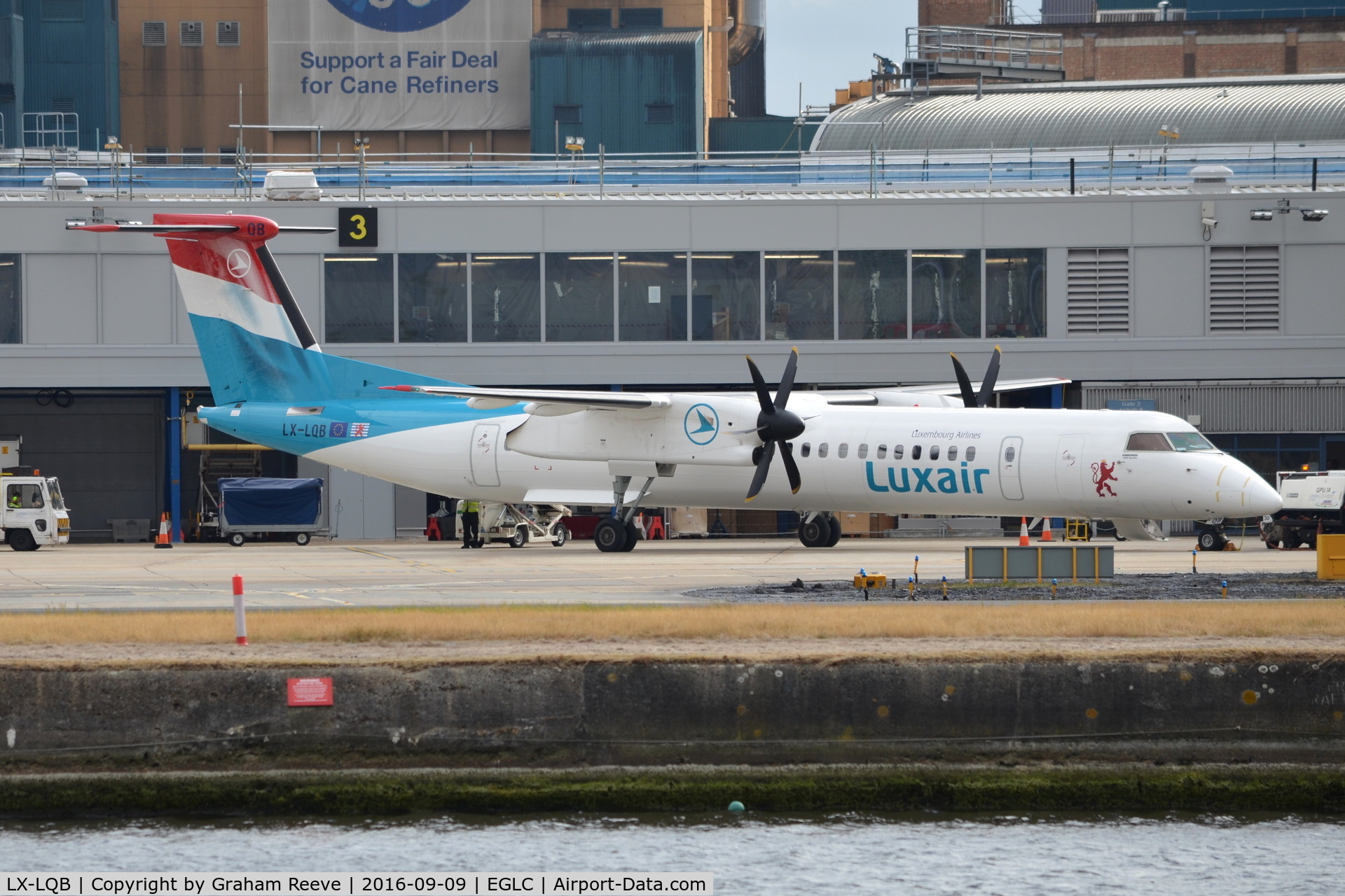 LX-LQB, 2015 De Havilland Canada DHC-8-402Q Dash 8 C/N 4512, Parked at London City.