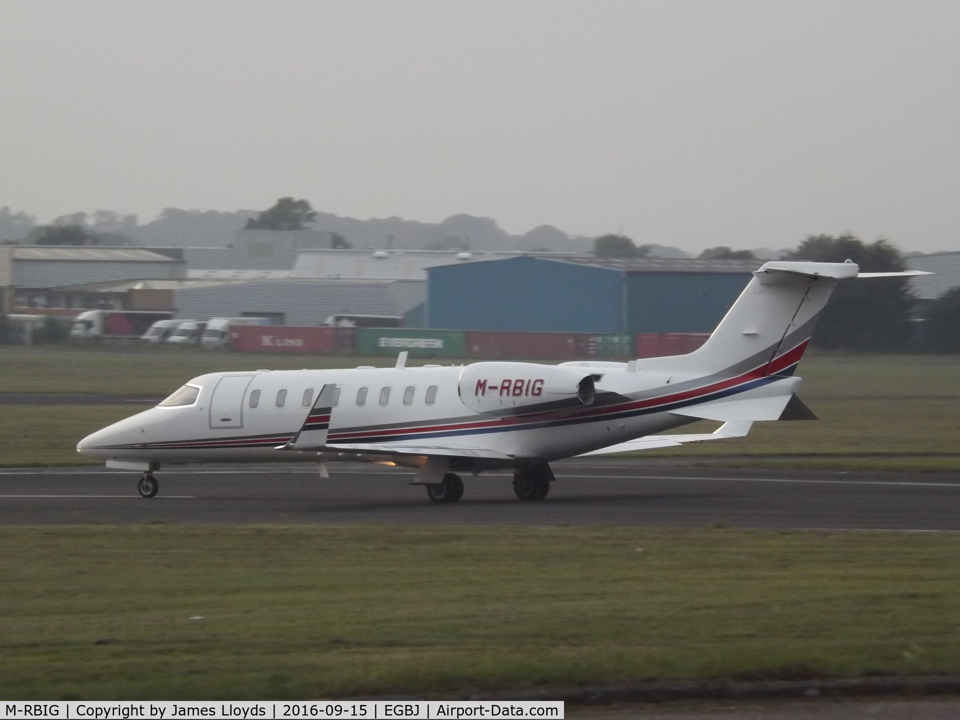 M-RBIG, 2005 Learjet 45 C/N 45-280, Takeing off runway 27 At Gloucestershire Airport.