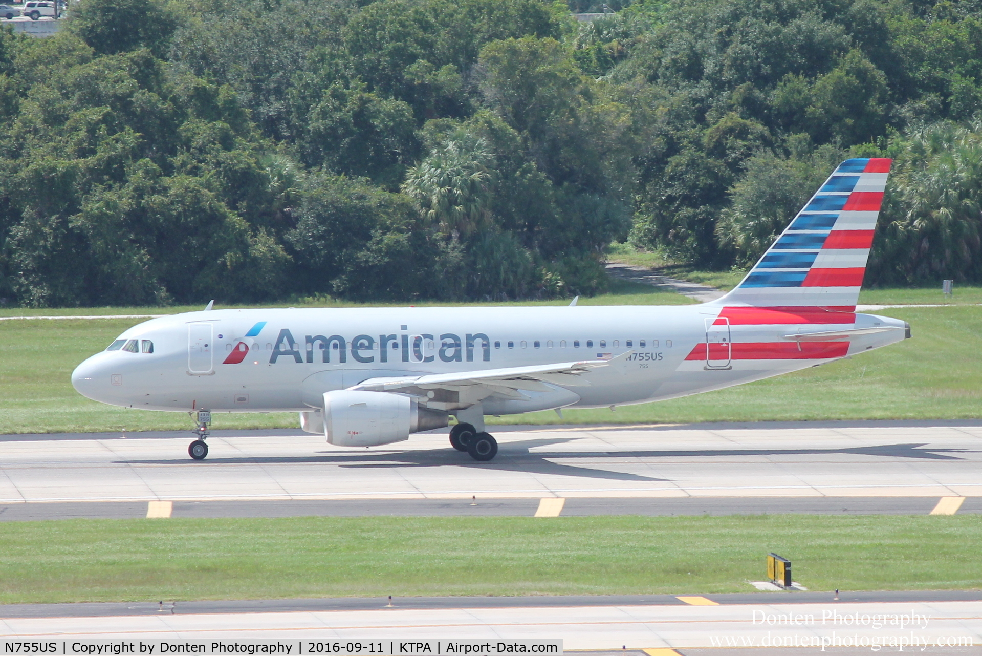 N755US, 2000 Airbus A319-112 C/N 1331, American Flight 1841 (N755US) departs Tampa International Airport enroute to Reagan National Airport