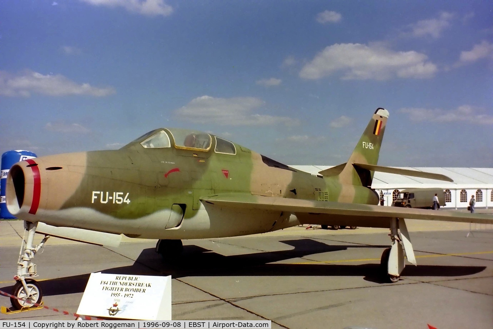 FU-154, 1953 Republic F-84F Thunderstreak C/N Not found (53-6806/FU-30/FU-15, PRESERVED.Now on pylon near Florennes AFB.