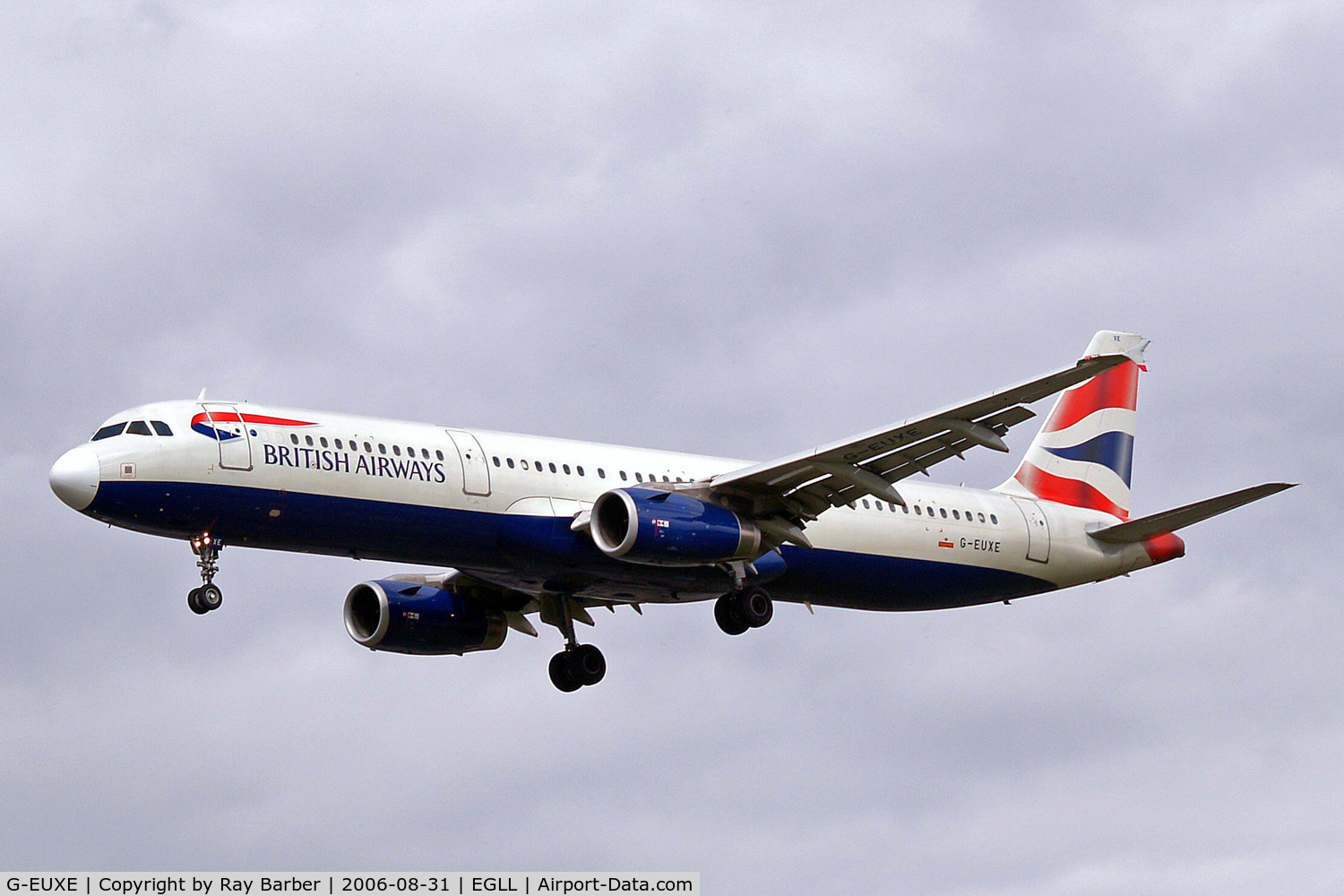 G-EUXE, 2004 Airbus A321-231 C/N 2323, Airbus A321-231 [2323] (British Airways) Heathrow~G 31/08/2006. On finals 27L.