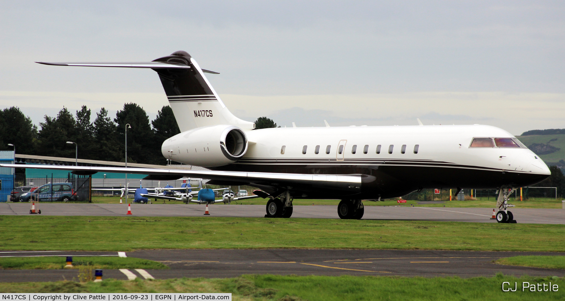 N417CS, 2007 Bombardier BD-700-1A11 Global 5000 C/N 9255, Parked at Dundee EGPN
