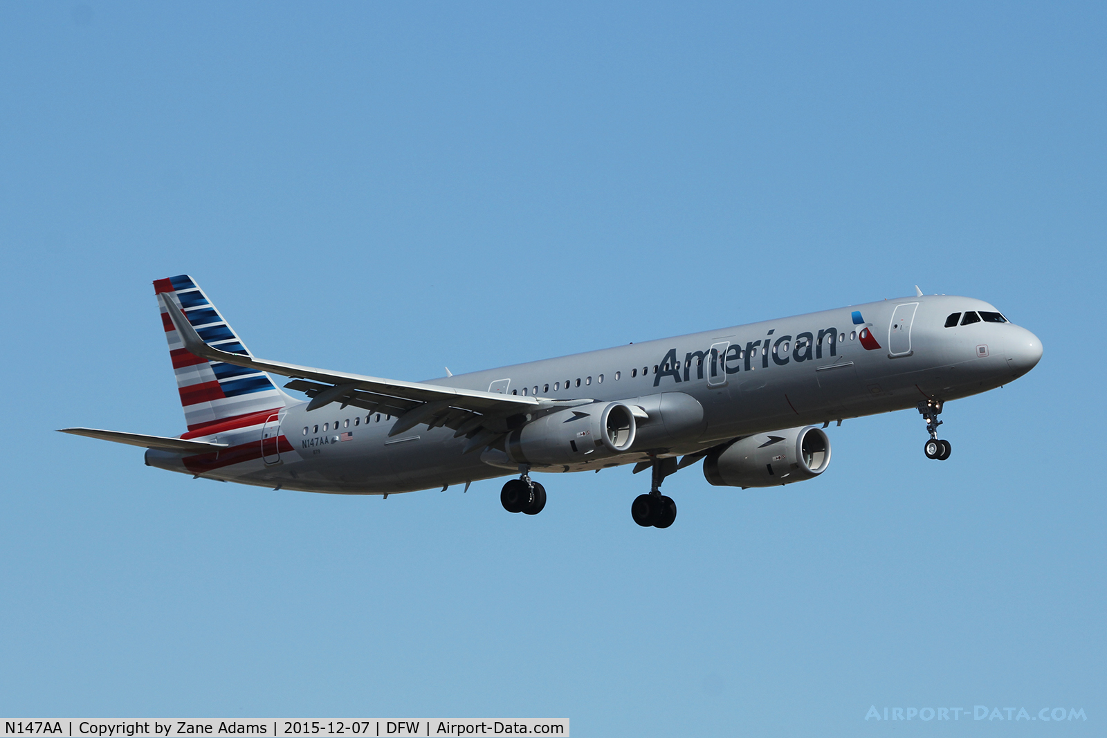 N147AA, 2015 Airbus A321-231 C/N 6802, American Airlines arriving at DFW Airport