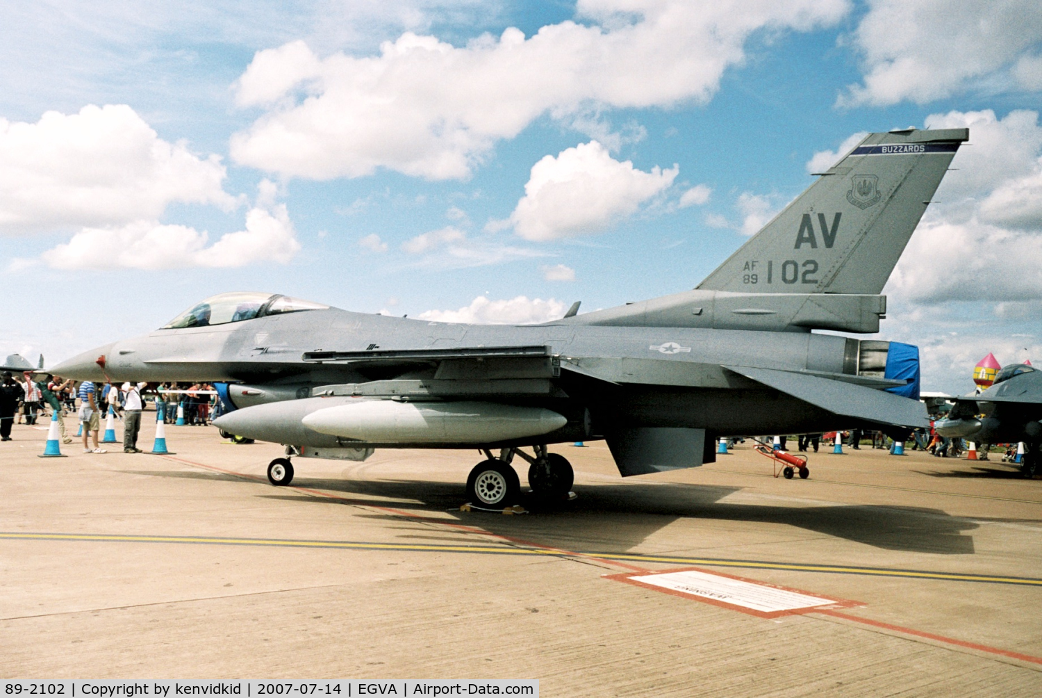 89-2102, 1989 General Dynamics F-16CG Night Falcon C/N 1C-255, On static display at RIAT 2007.