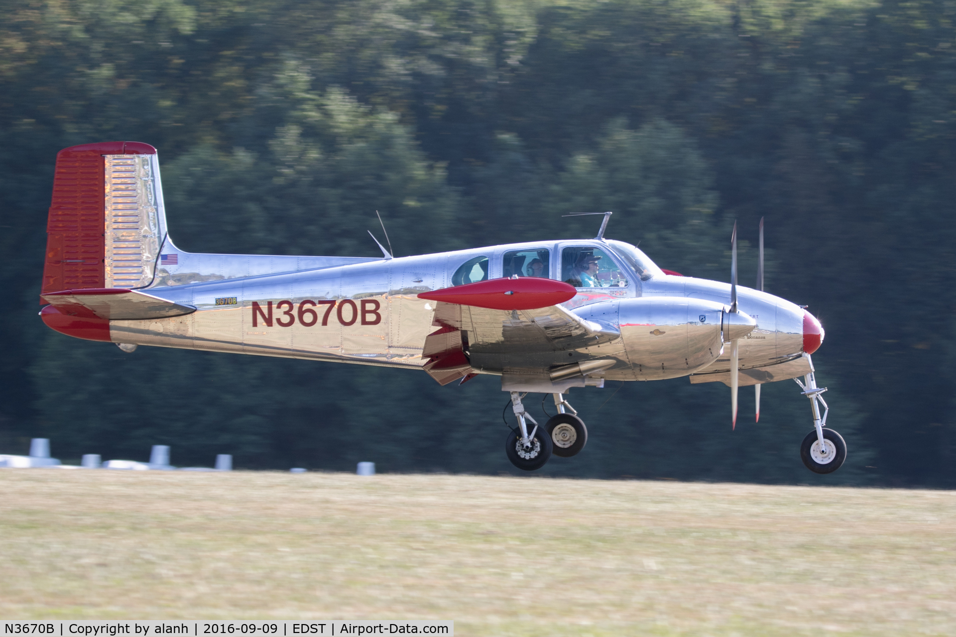 N3670B, 1954 Beech B50 C/N CH-63, Arriving at the 2016 Hahnweide Oldtimer Fliegertreffen