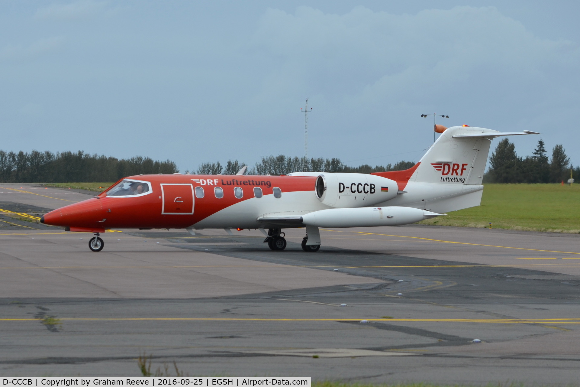 D-CCCB, 1990 Learjet 35A C/N 35A-663, Just landed at Norwich.