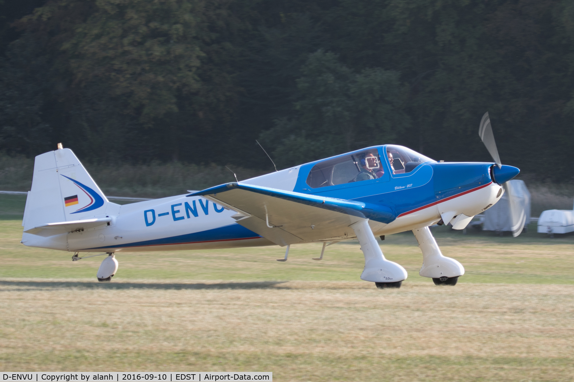 D-ENVU, Bolkow Bo-207 C/N 285, Departing the 2016 Hahnweide Oldtimer Fliegertreffen