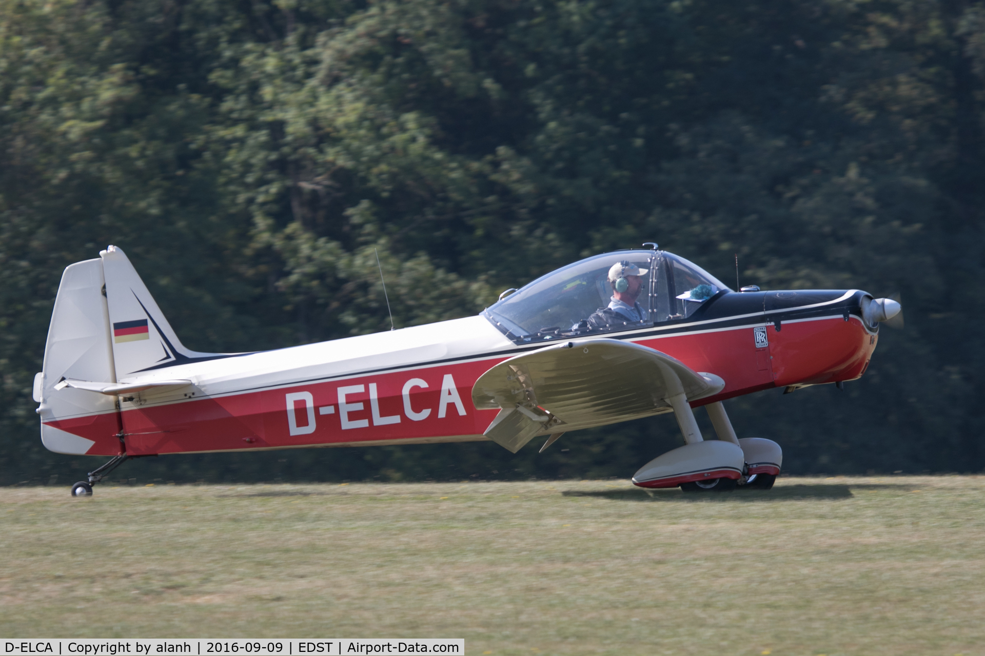 D-ELCA, 1967 Binder CP-301S Smaragd C/N AB.434, Rolling out on arrival at the 2016 Hahnweide Oldtimer Fliegertreffen