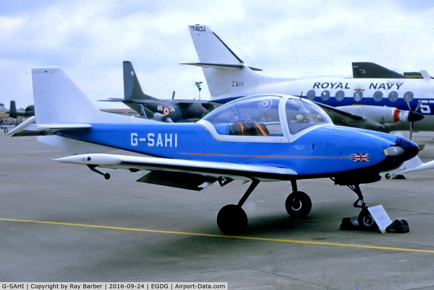 G-SAHI, 1981 Trago Mills SAH 1 C/N 001, Trago Mills SAH-1 [SAH1-001] RAF St Mawgan~G 08/08/1984. From a slide.