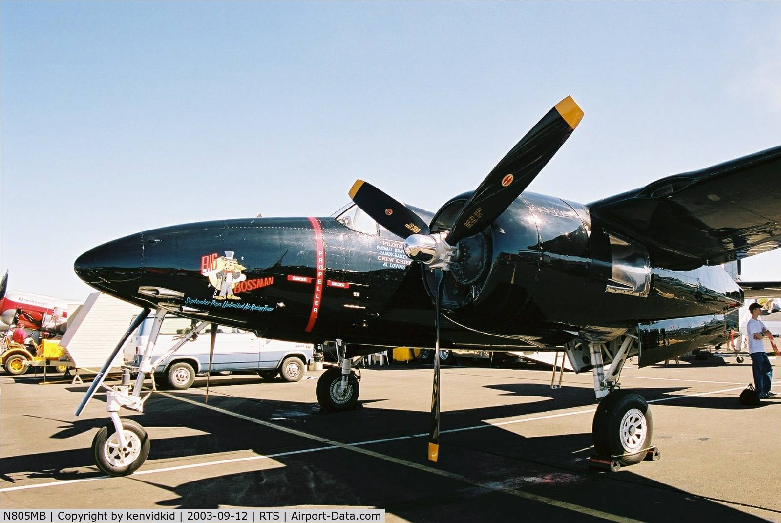 N805MB, 1945 Grumman F7F-3 Tigercat C/N C.245, At the 2003 Reno Air Races.