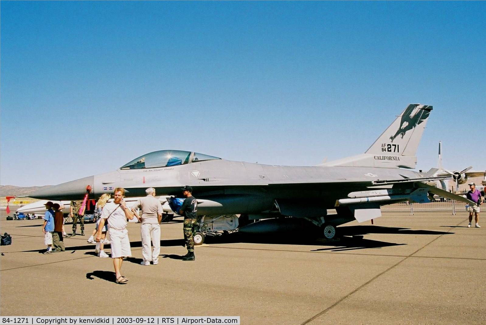 84-1271, 1984 General Dynamics F-16C Fighting Falcon C/N 5C-108, At the 2003 Reno Air Races. California ANG.