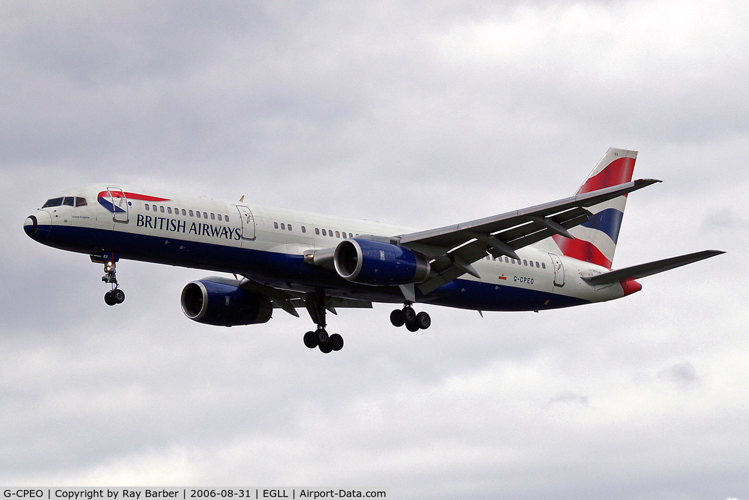 G-CPEO, 1997 Boeing 757-236 C/N 28667, Boeing 757-236 [28667] (British Airways) Heathrow~G 31/08/2006. On finals 27L.