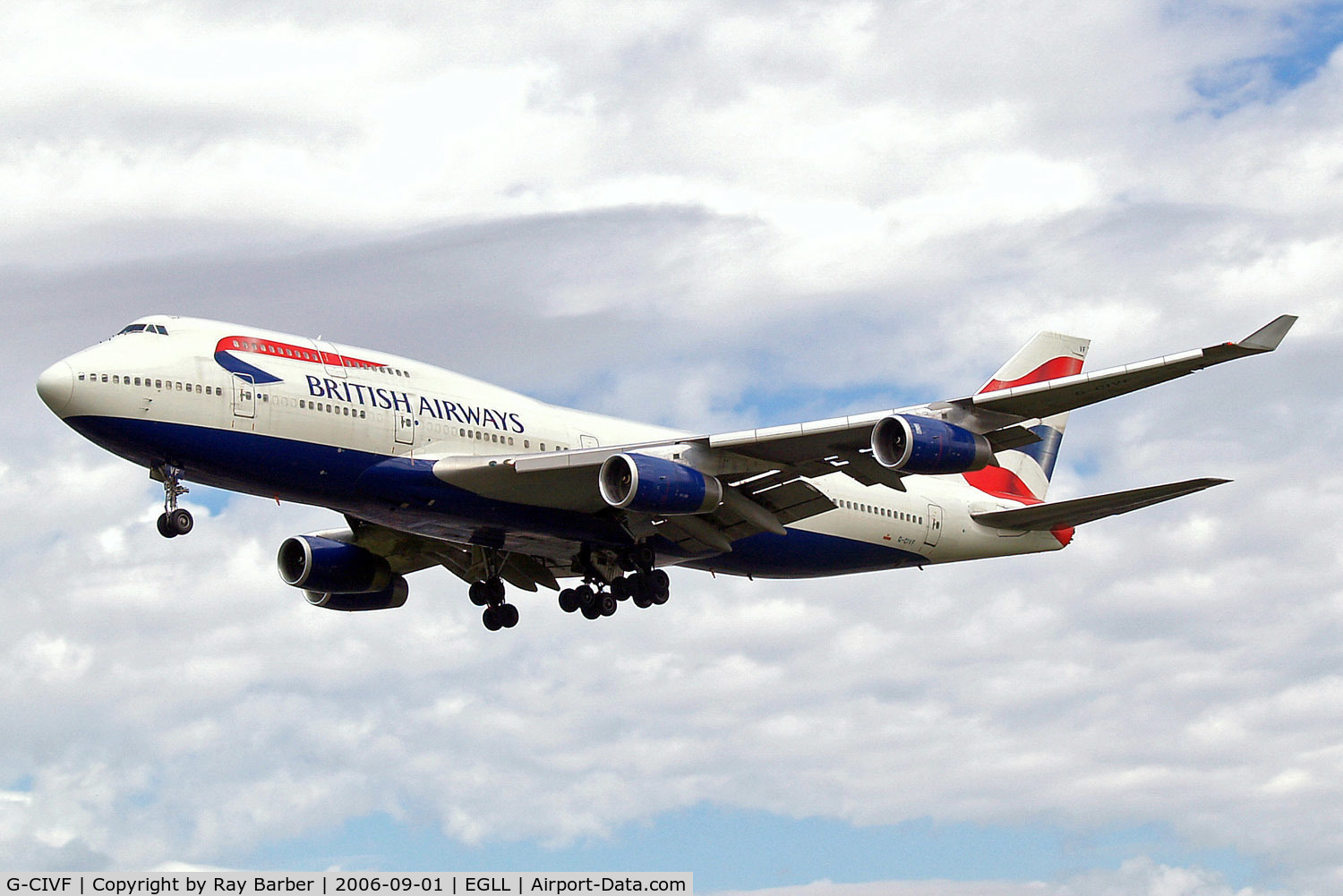 G-CIVF, 1995 Boeing 747-436 C/N 25434, Boeing 747-436 [25434] (British Airways) Heathrow~G 01/09/2006. On finals 27L.
