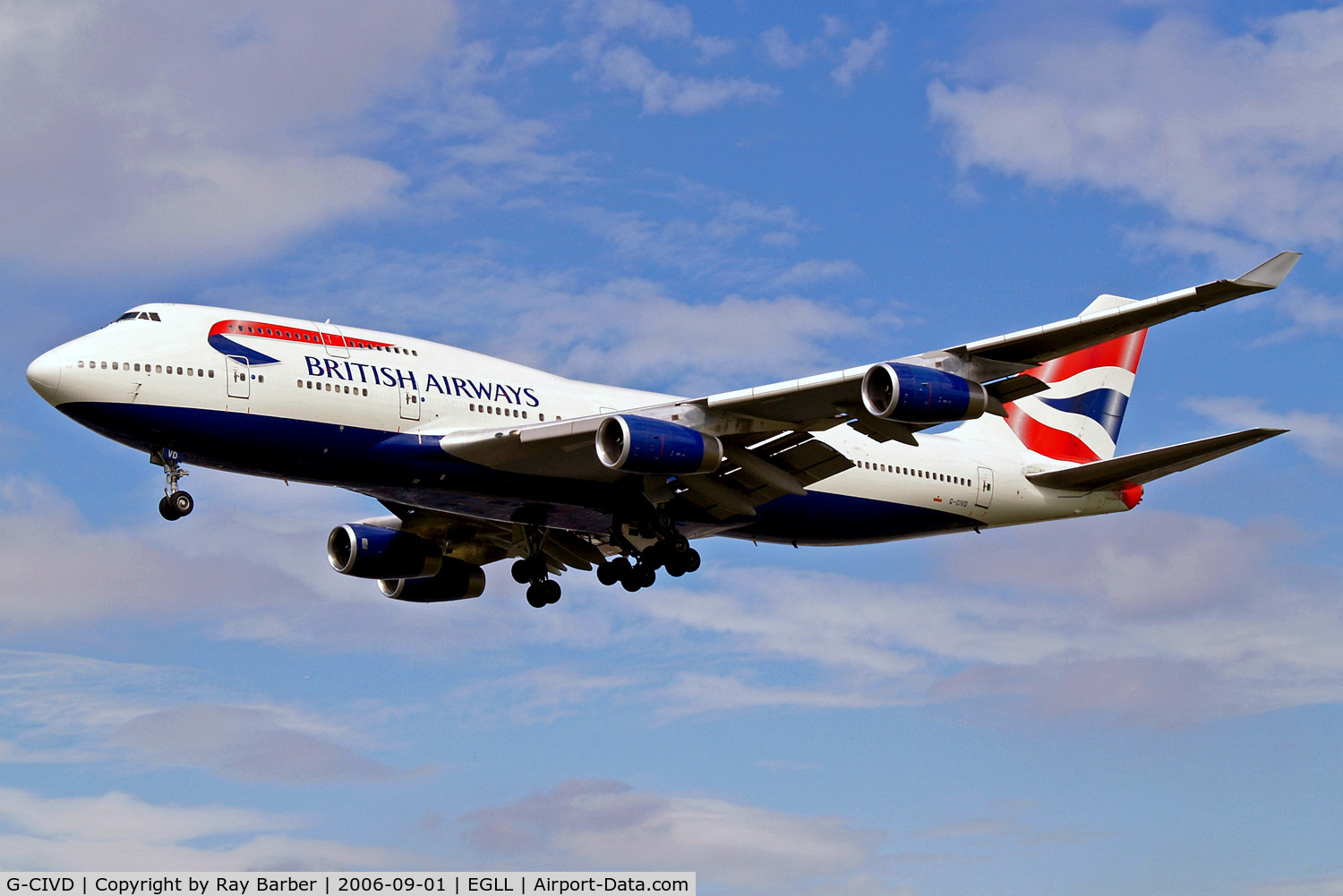 G-CIVD, 1994 Boeing 747-436 C/N 27349, Boeing 747-436 [27349] (British Airways) Heathrow~G 01/09/2006. On finals 27L.