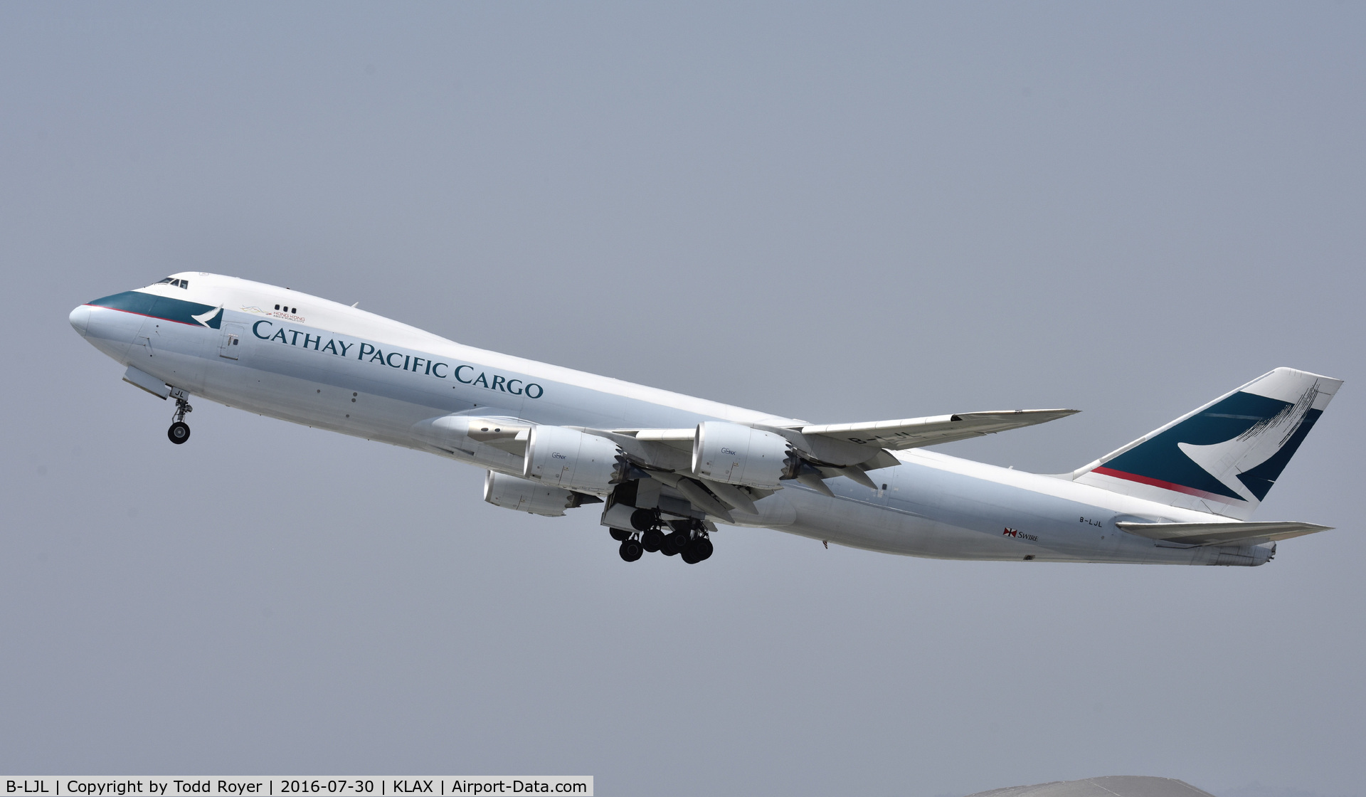 B-LJL, 2013 Boeing 747-867F/SCD C/N 43536, Departing LAX