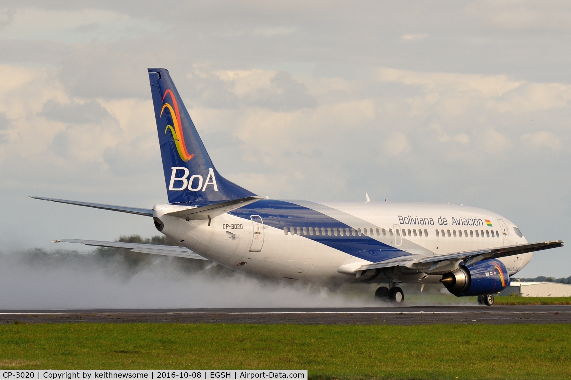 CP-3020, 1997 Boeing 737-37Q C/N 28537, Leaving Norwich for Madrid.