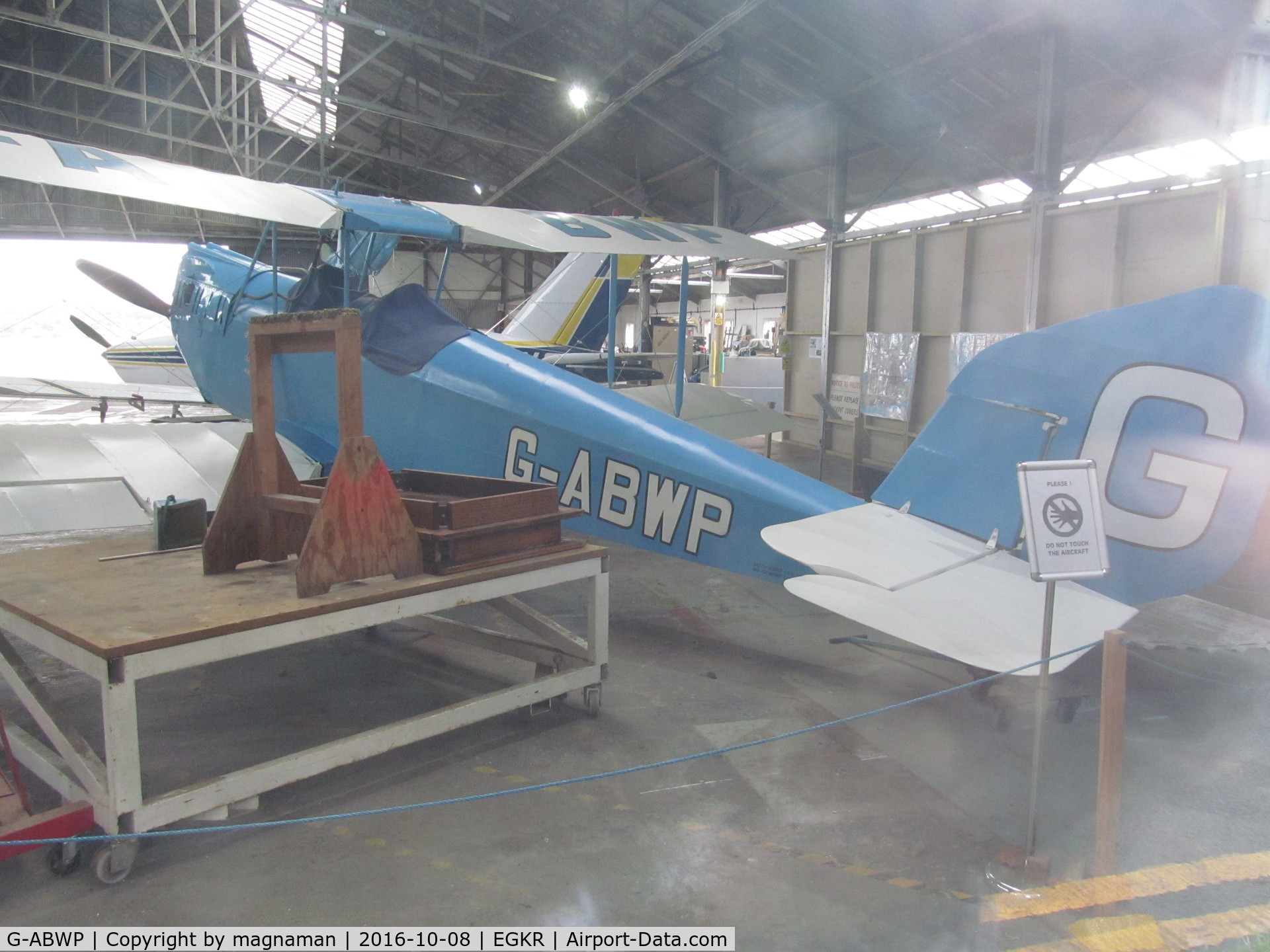 G-ABWP, 1932 Spartan Arrow C/N 78, through hangar window - only found out after you can go in hangar if you use café toilet!!!
