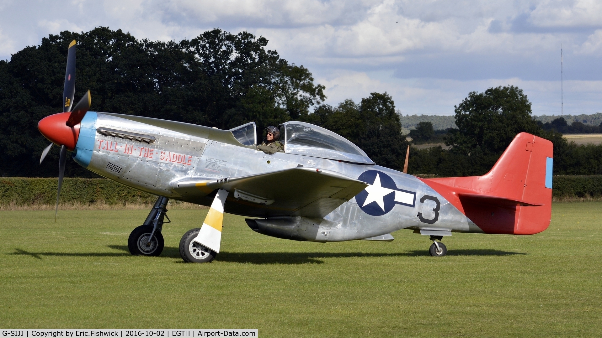 G-SIJJ, 1944 North American P-51D Mustang C/N 122-31894 (44-72035), 1. 'Jumpin' Jaques' in the new livery - 332nd Fighter Group, known better to most as the Tuskegee or Red Tail Squadron, at Shuttleworth Collection's magnificent 'Season Finale,' October, 2016.