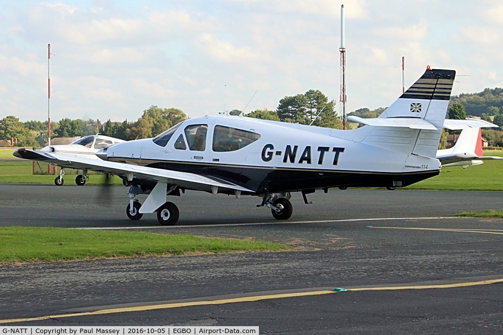 G-NATT, 1979 Rockwell Commander 114A C/N 14538, Visiting Aircraft to EGBO. EX:-N5921N.