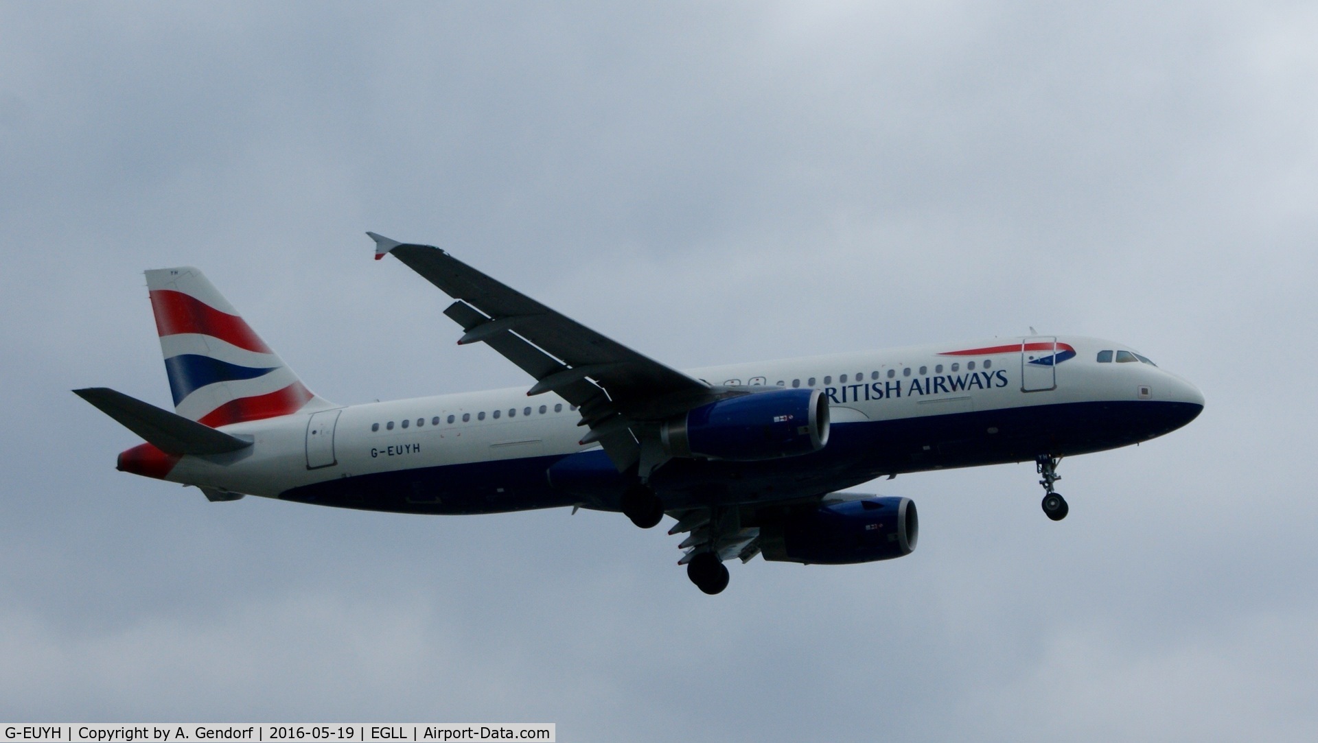 G-EUYH, 2010 Airbus A320-232 C/N 4265, British Airways, seen here landing on RWY 27R at London Heathrow(EGLL)
