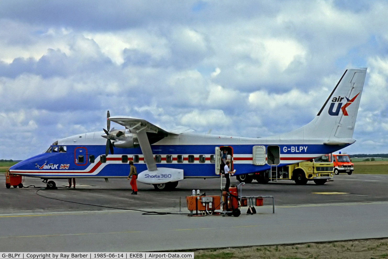 G-BLPY, 1984 Short 360-100 C/N SH.3660, Shorts SD-360-300 [SH3413] (Air UK) Esbjerg~OY 14/06/1985. From a slide.