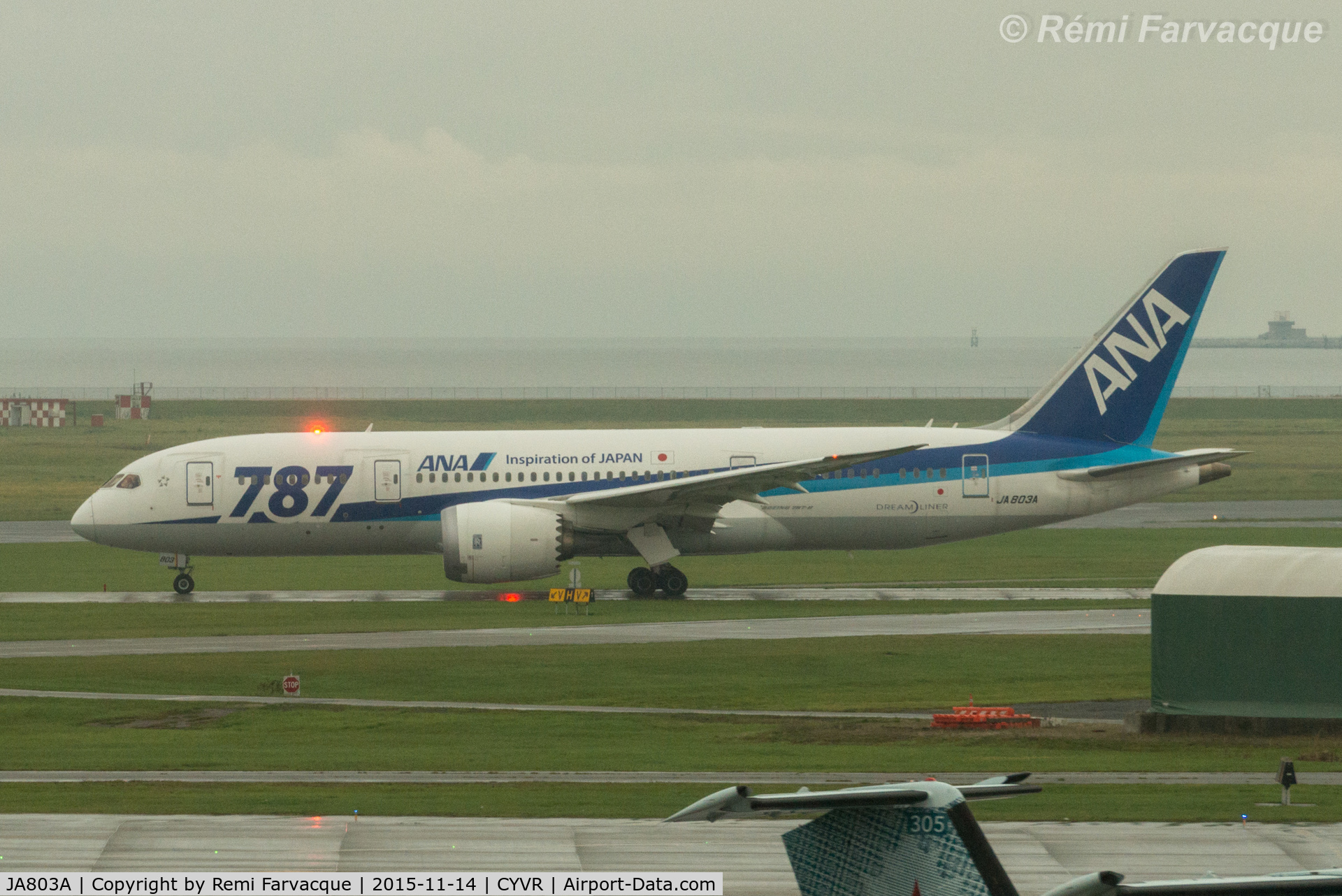 JA803A, 2011 Boeing 787-8 Dreamliner C/N 34485, Taxiing for take-off to south runway with easterly departure.