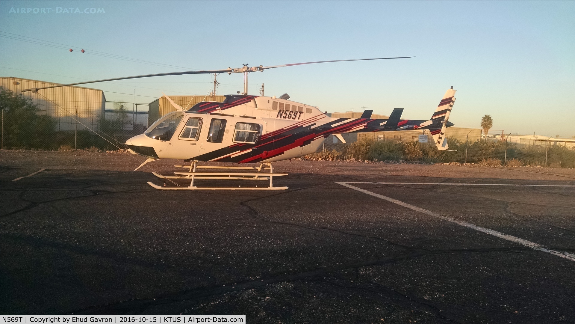 N569T, 2004 Bell 206L-4 LongRanger IV LongRanger C/N 52290, N569T parked for the night at Southwest Heliservices, Tucson AZ.