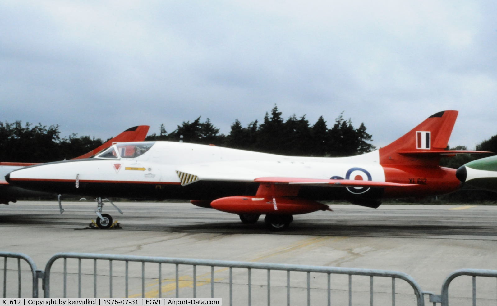 XL612, 1958 Hawker Hunter T.7 C/N 41H-695346, At the 1976 International Air Tattoo Greenham Common, copied from slide.