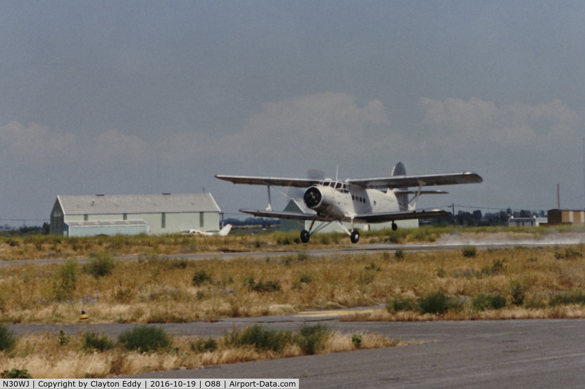 N30WJ, Antonov An-2 C/N 1, N30WJ departing Rio Vista Airport in California.
