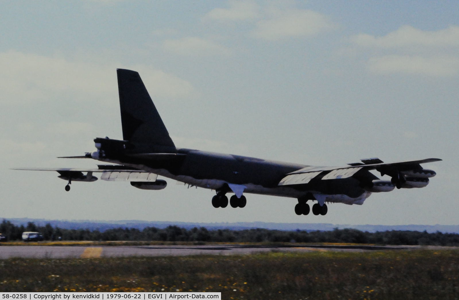 58-0258, 1958 Boeing B-52G Stratofortress C/N 464326, At the 1979 International Air Tattoo Greenham Common, copied from slide.