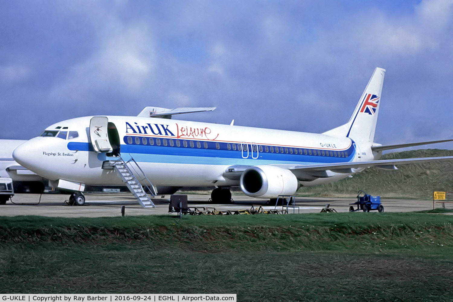 G-UKLE, 1989 Boeing 737-4Y0 C/N 24468, G-UKLE   Boeing 737-4Y0 [24468] (Air UK Leisure) Lasham~G @ 1991. From a slide.