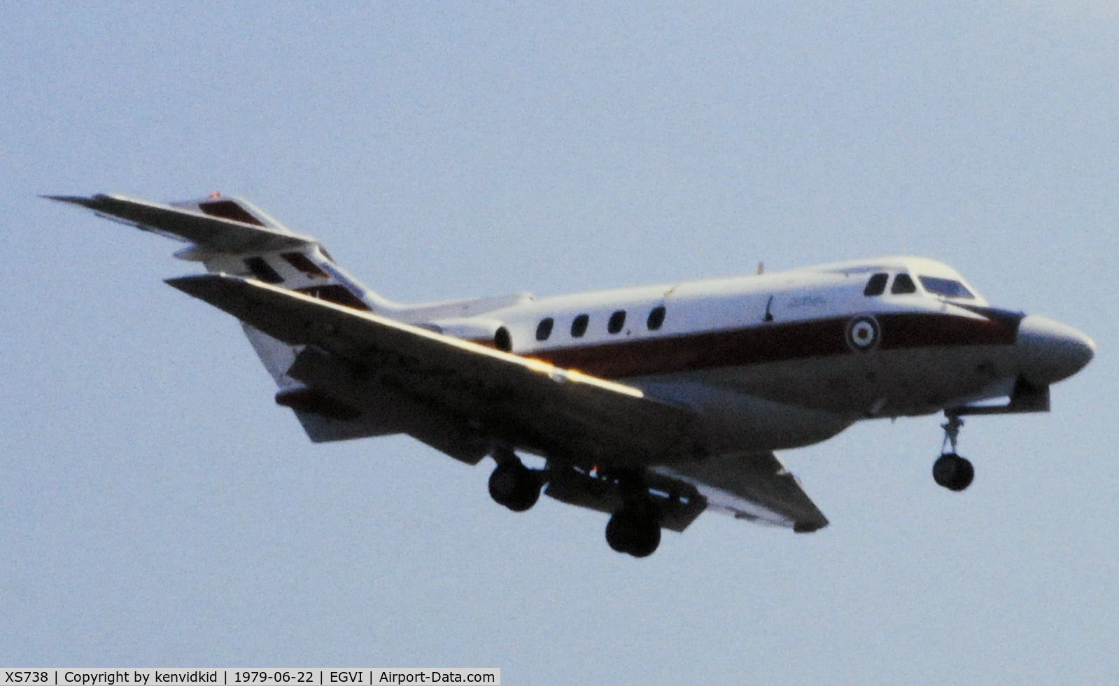 XS738, 1966 Hawker Siddeley HS.125 Dominie T.1 C/N 25077, At the 1979 International Air Tattoo Greenham Common, copied from slide.