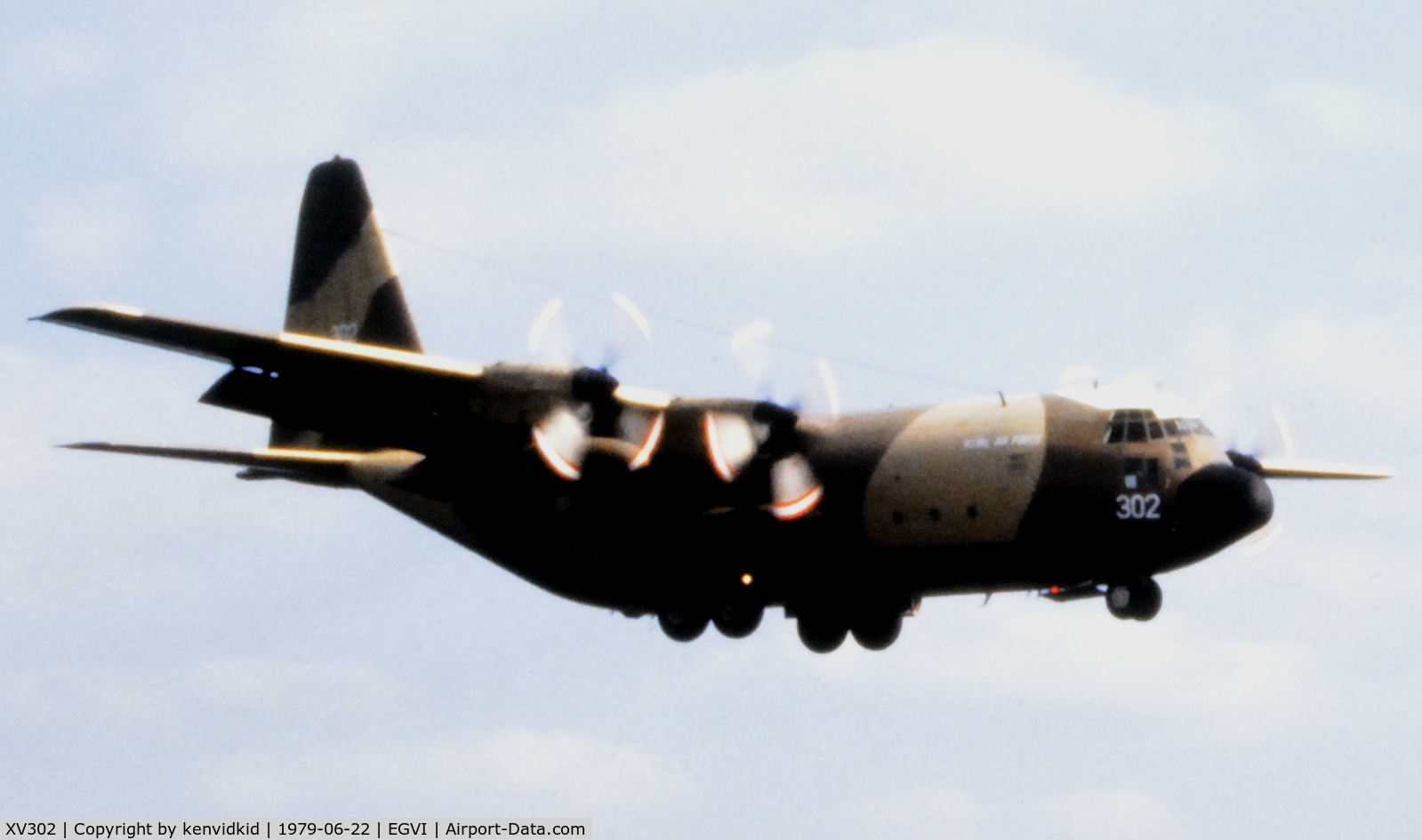 XV302, Lockheed C-130K Hercules C.1 C/N 382-4270, At the 1979 International Air Tattoo Greenham Common, copied from slide.