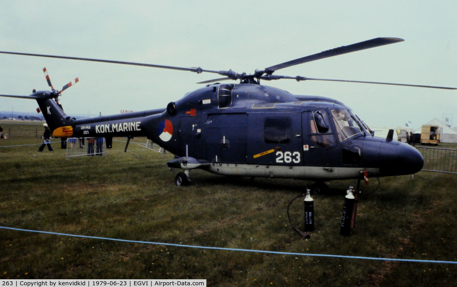 263, 1977 Westland Lynx UH-14A C/N 020, At the 1979 International Air Tattoo Greenham Common, copied from slide