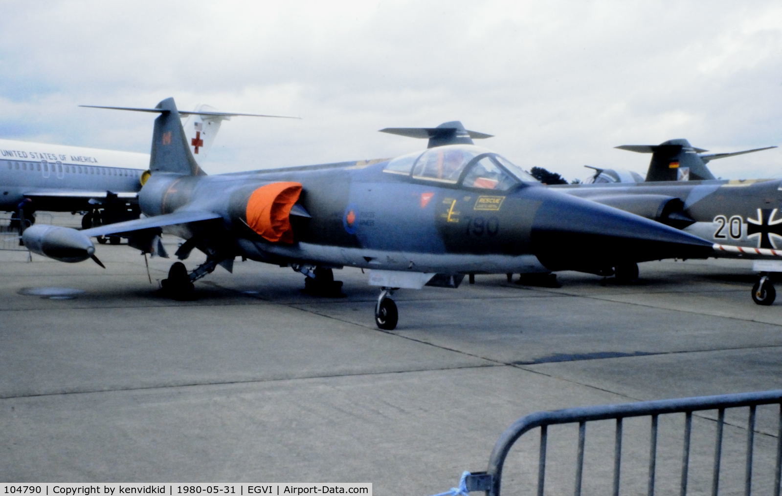 104790, Canadair CF-104 Starfighter C/N 683A-1090, At the 1980 International Air Tattoo Greenham Common, copied from slide.