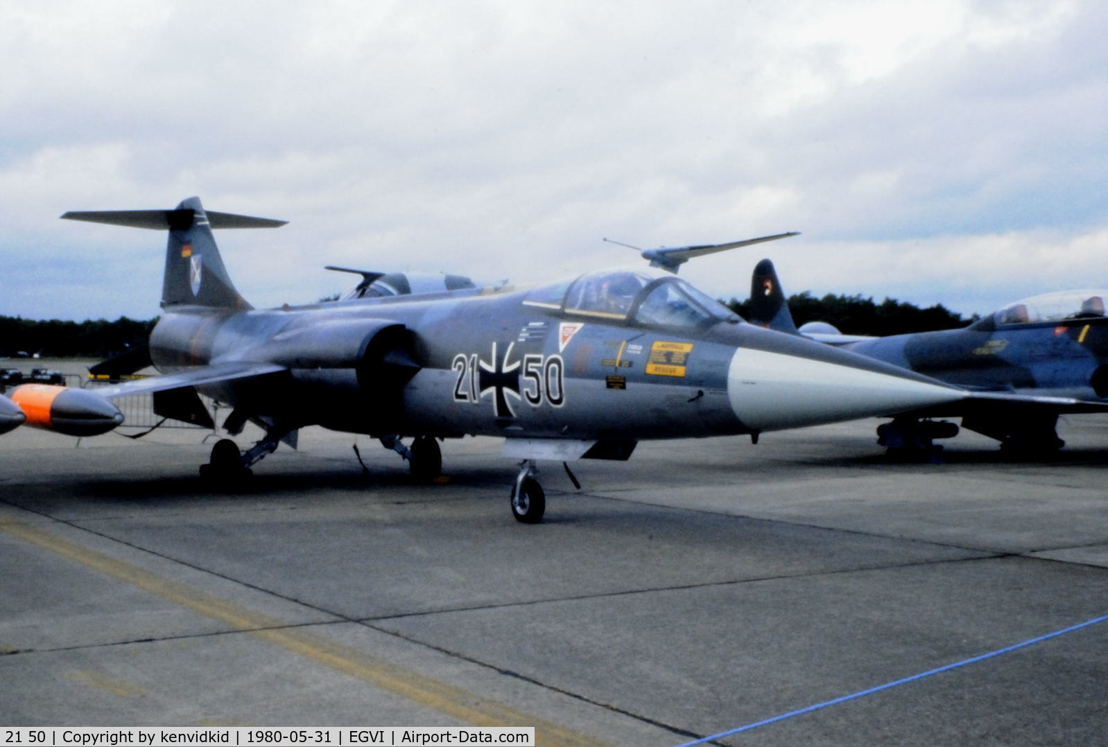 21 50, Lockheed F-104G Starfighter C/N 683-7019, At the 1980 International Air Tattoo Greenham Common, copied from slide.
