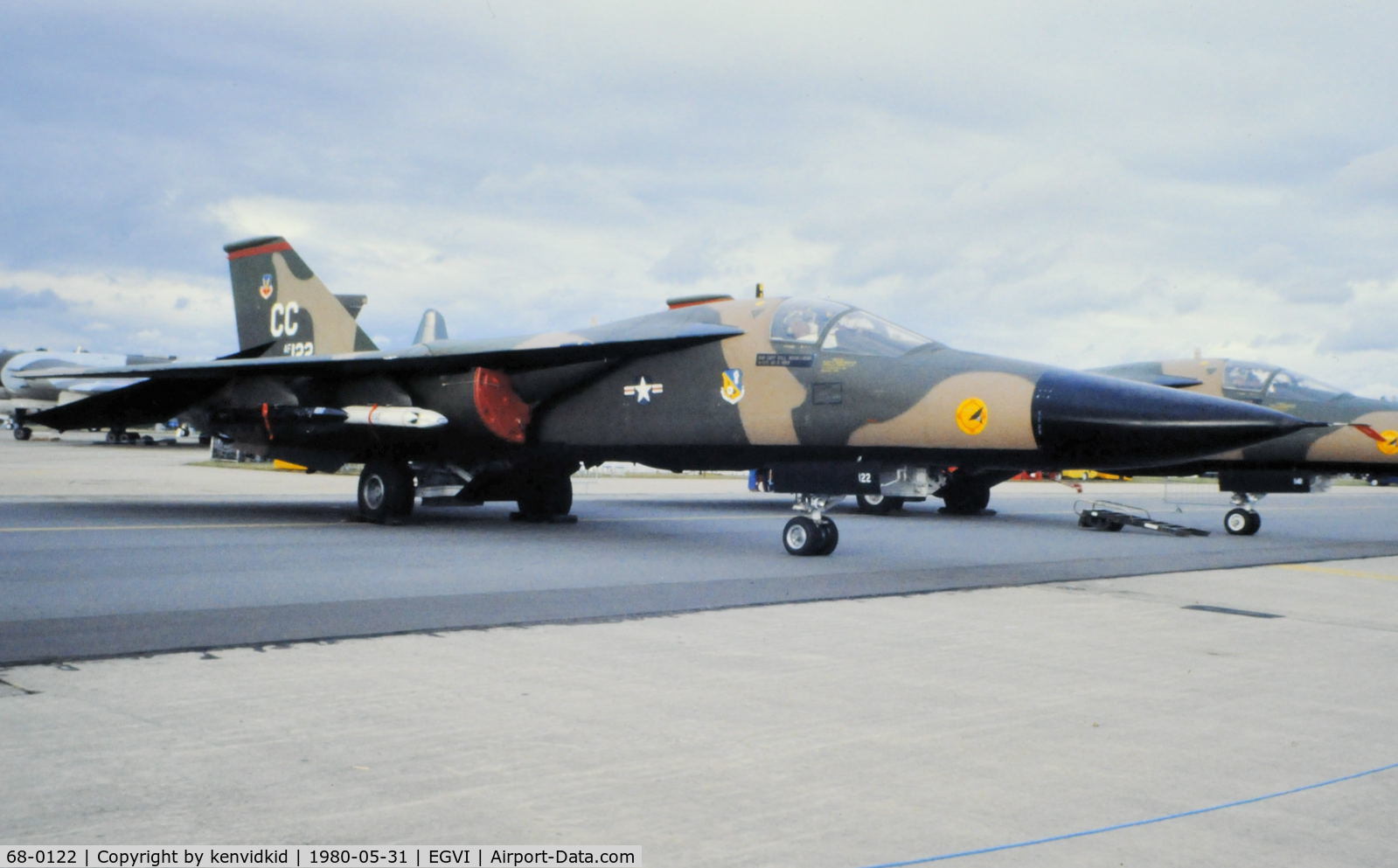 68-0122, 1968 General Dynamics F-111D Aardvark C/N A6-38, At the 1980 International Air Tattoo Greenham Common, copied from slide.