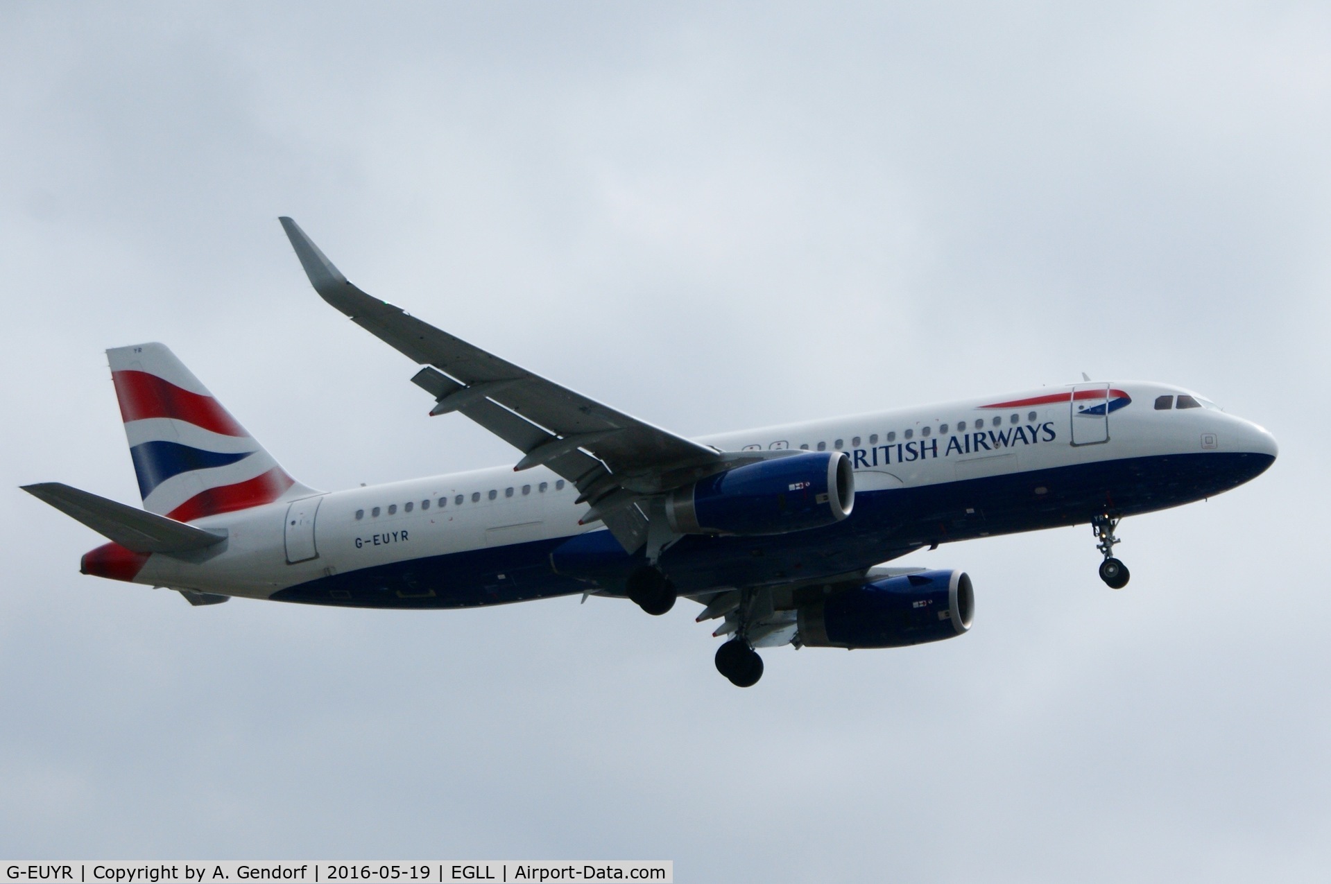 G-EUYR, 2013 Airbus A320-232 C/N 5856, British Airways, is here landing at London Heathrow(EGLL)