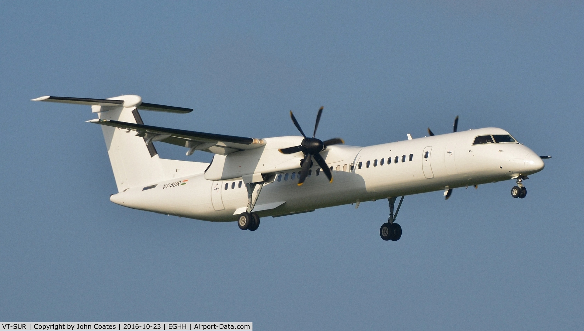 VT-SUR, 2010 Bombardier DHC-8-402 Dash 8 C/N 4342, ex N342NG arriving for fuel stop on delivery