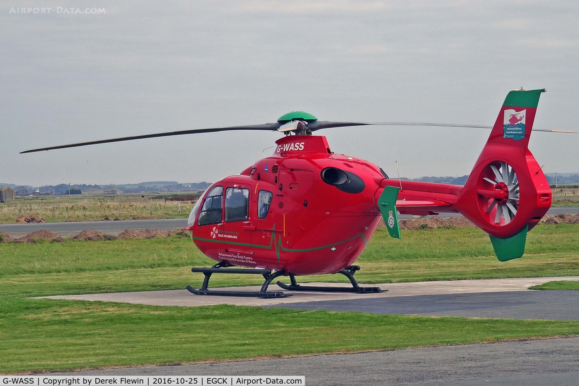 G-WASS, 2009 Eurocopter EC-135T-2+ C/N 0745, EC-135T-2+, Caernarfon based, Wales Air Ambulance, call sign Helimed 61, previously D-HECL, seen parked up.
