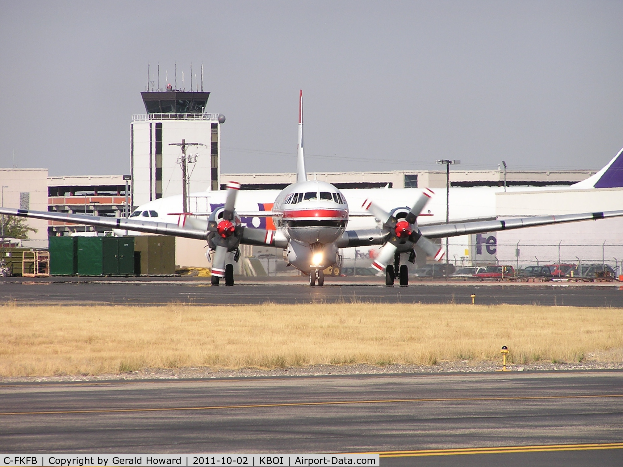 C-FKFB, 1953 Convair 340-31 C/N 57, Taxing out from NIFC ramp. Old control tower in background. Torn down several years later.