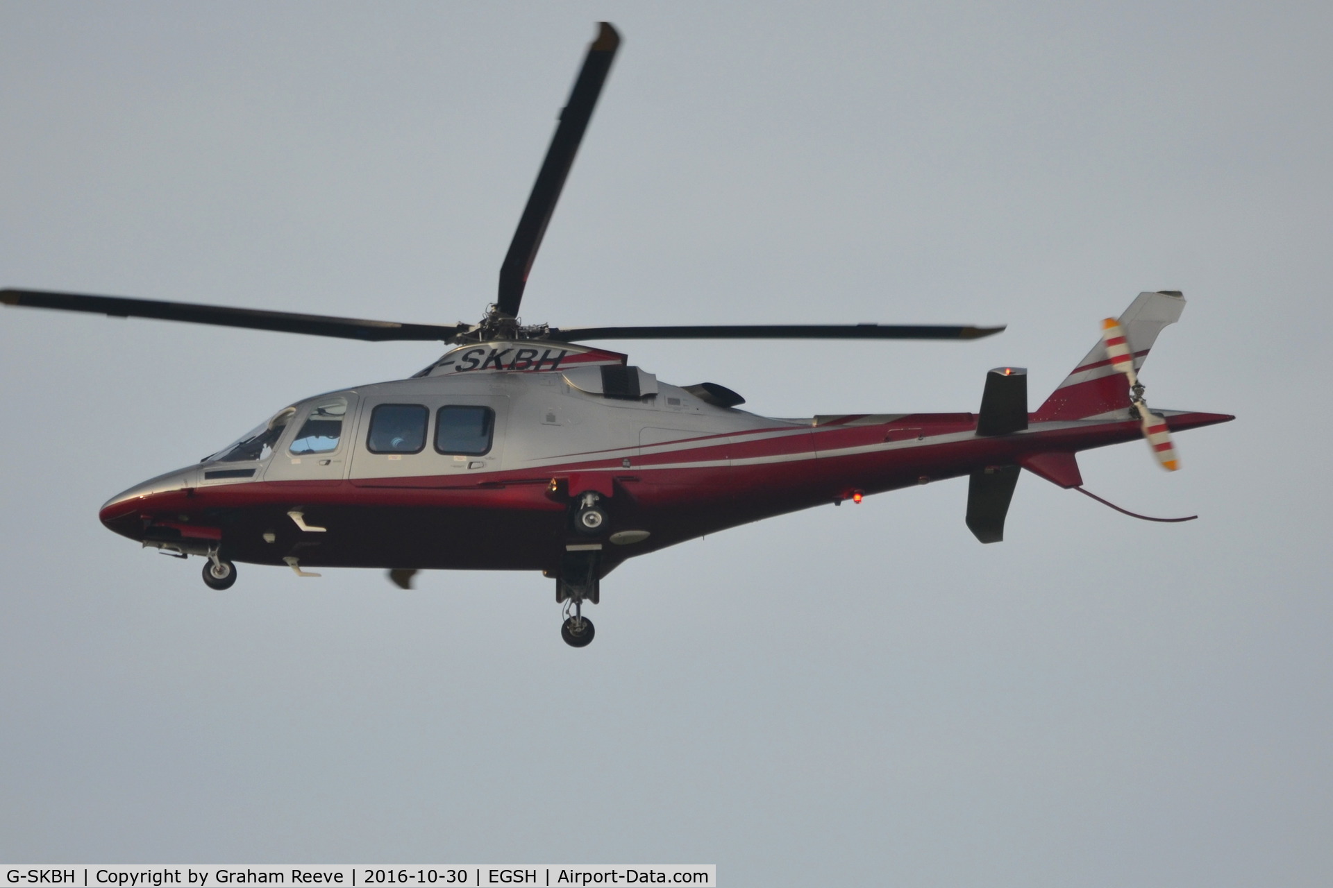 G-SKBH, 2010 Agusta AW-109SP Grand New C/N 22216, Landing at Norwich.