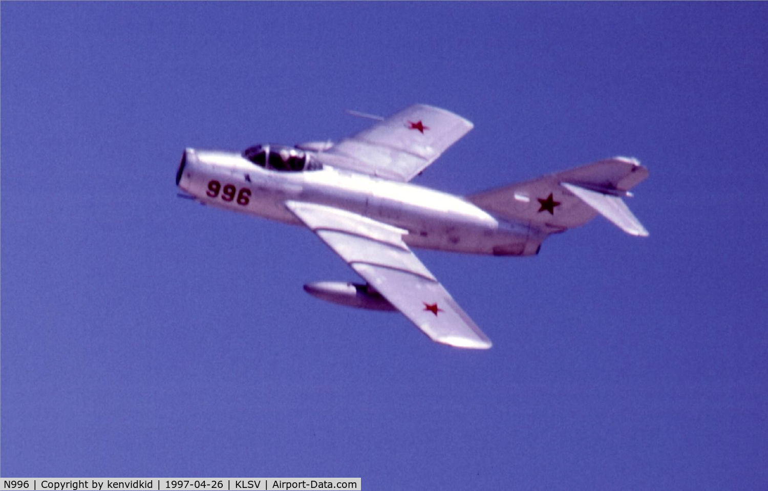 N996, 1950 Mikoyan-Gurevich MiG-15 C/N 122071, At the 1997 50th Anniversary of the USAF air display, Nellis AFB.